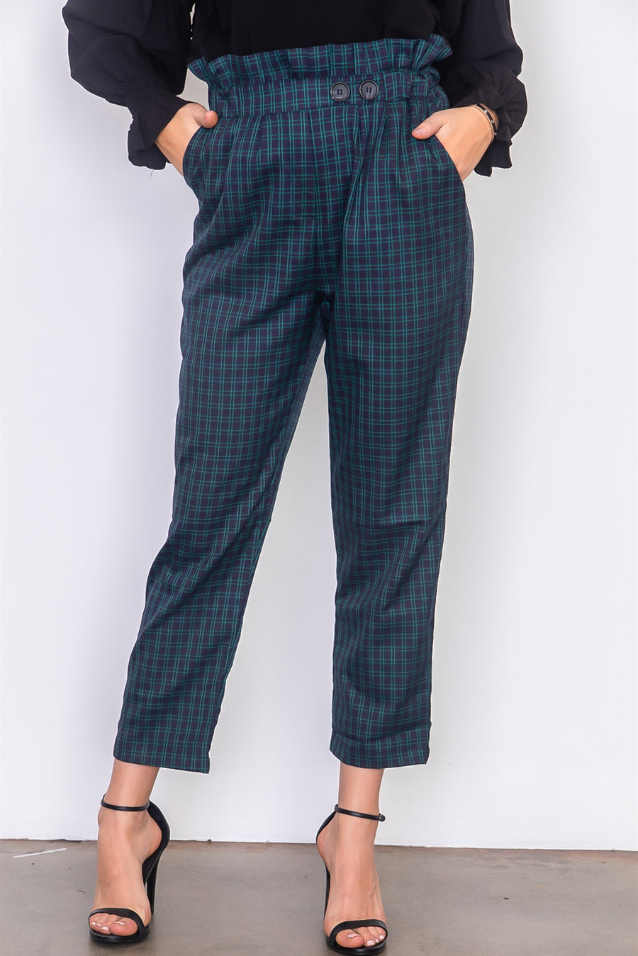 plaid paper bag pants