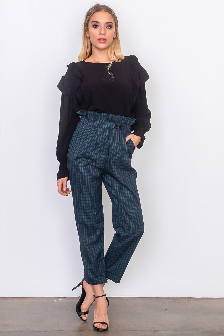 plaid paper bag pants