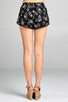 Ladies fashion front surplice w/lace trim floral print short pants