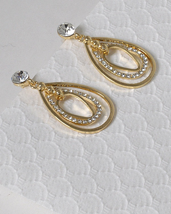 Crystal and Rhinestone Embellished Drop Stud Earrings