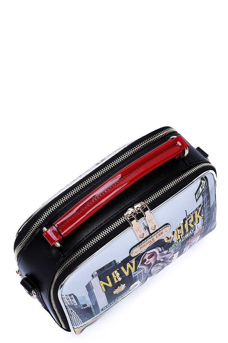 Nicole Lee New York Walk Print Crossbody Shoulder Bag