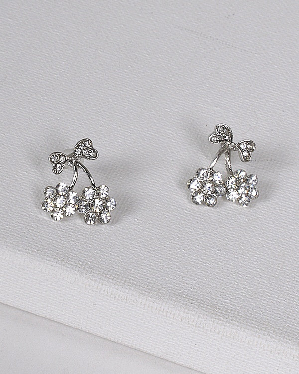 Crystal Decorated Bow Accented Drop Earrings