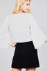 Ladies fashion plus size 3/4 bell sleeve v-neck w/button front tie detail dot printed crinkle gauze woven top