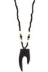 Wooded bead pendant long necklace