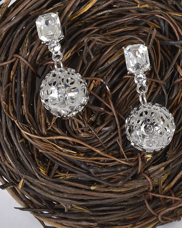 Metallic Cage Crystal Studded Drop Earrings id.31482