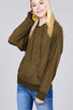 Ladies fashion long sleeve hoodie w/drawstring brushed hacci knit top