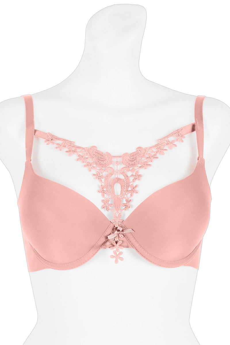 Ladies floral embroidery plunge bra