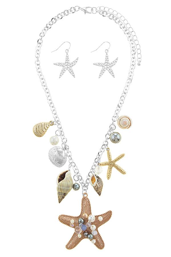 Oversize starfish station necklace set