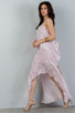 Ladies fashion mauve strappy-low back maxi dress