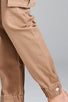 Ladies fashion waist button elastic hem w/snap button cargo pants