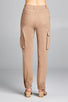 Ladies fashion waist button elastic hem w/snap button cargo pants