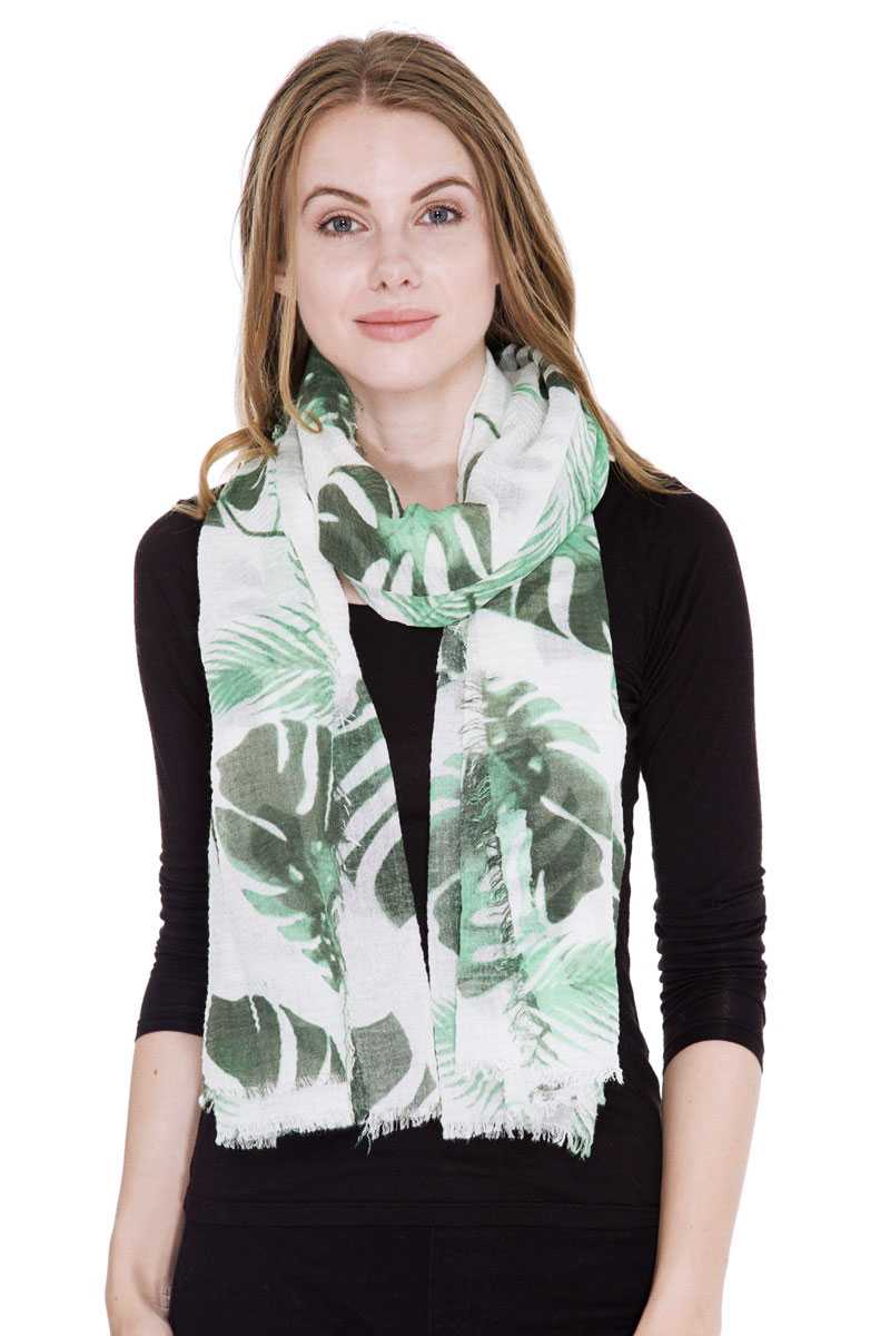 Leaves Print Oblong Scarf