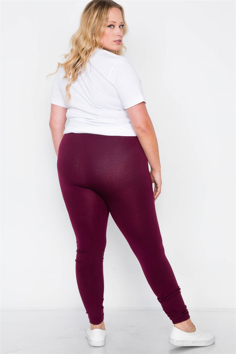 Plus Size Fleece Lined Solid Leggings