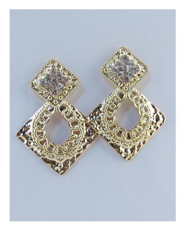 Drop diamond shaped cut out earrings