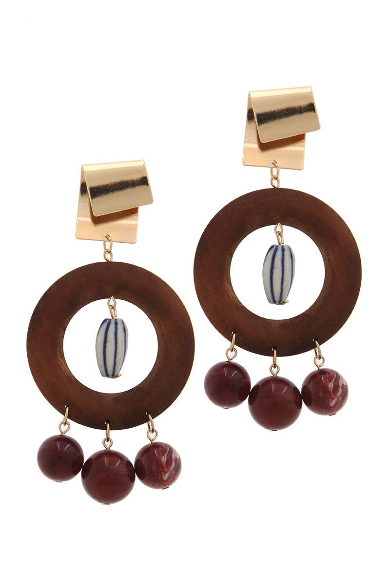 Cut out circle bead drop earring