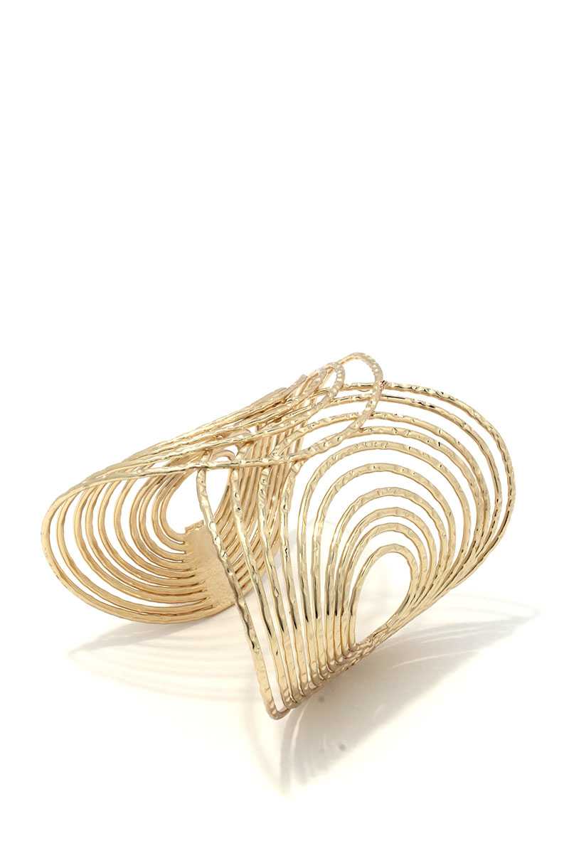 Textured wired design metal cuff bracelet