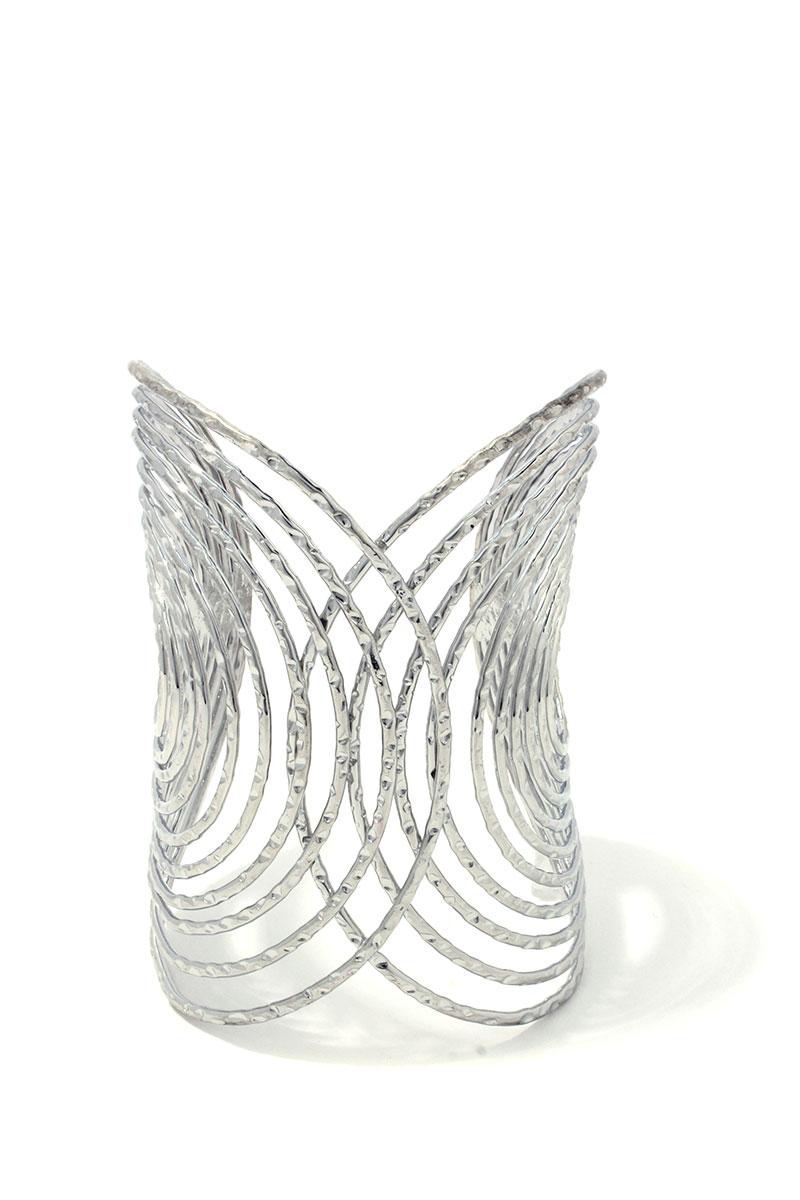 Textured wired design metal cuff bracelet