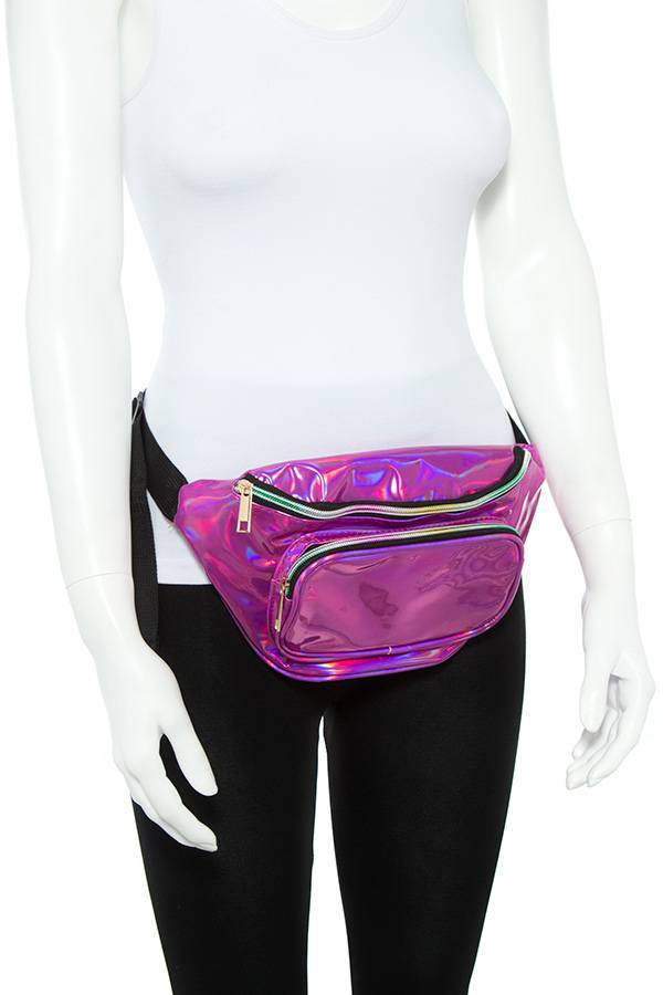 Ladies fashion holographic shiny fanny pack