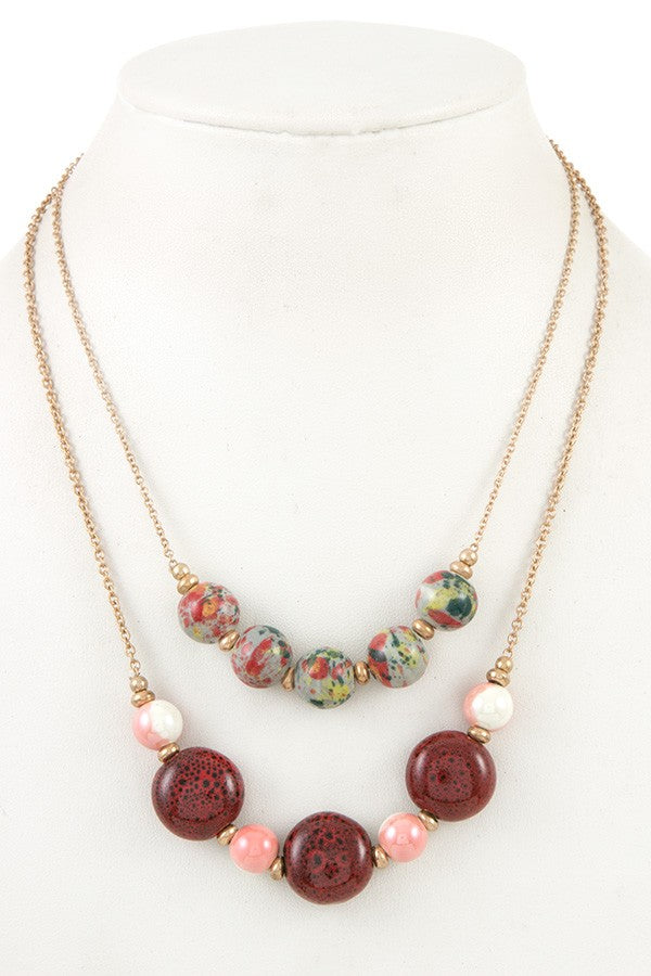 Double row ball bead necklace