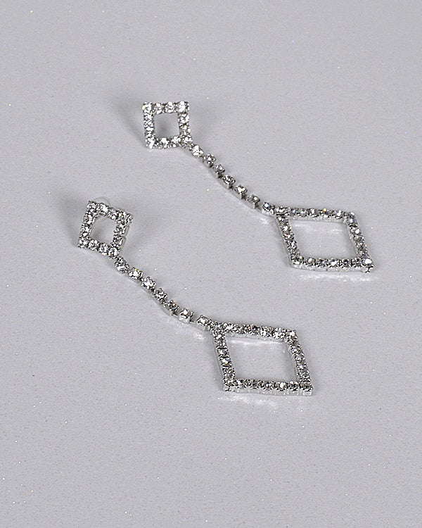 Crystal Studded Diamond Shaped Drop Earrings