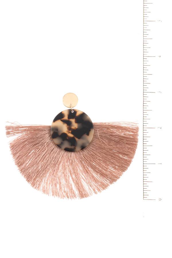 Acetate disk fan out fringe earring