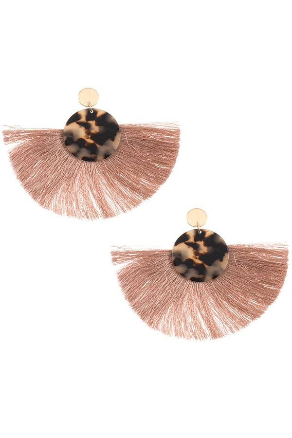 Acetate disk fan out fringe earring