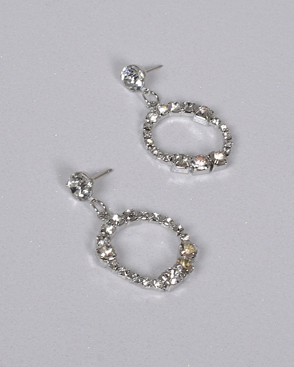 Crystal Inset Rhinestone Studded Circular Drop Earring