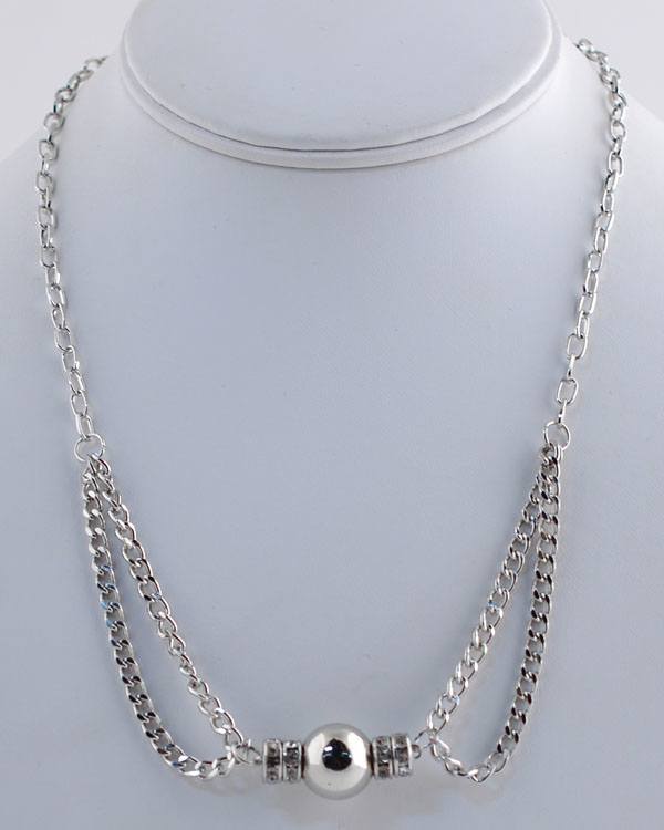 Double Strand Rhinestone Detailed Necklace