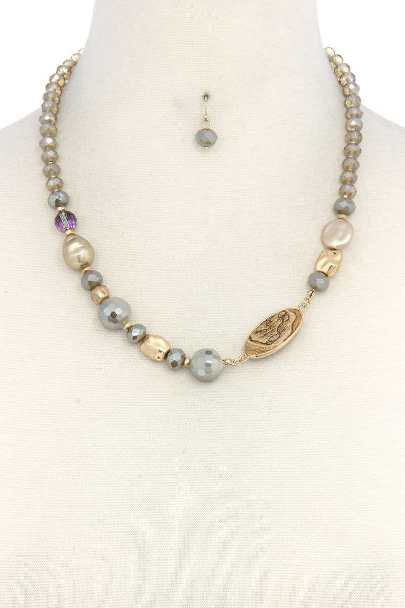 Oval Stone Beaded Necklace