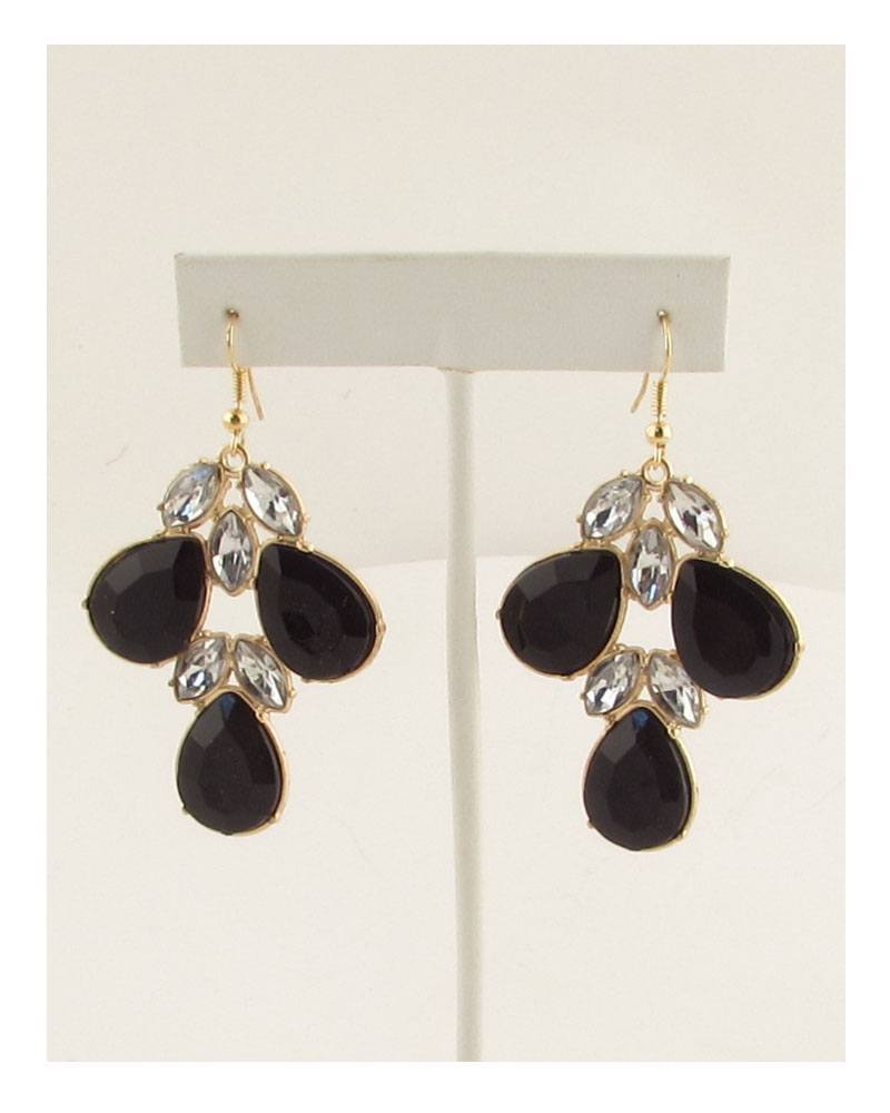 Multi-stone cluster drop hook earrings