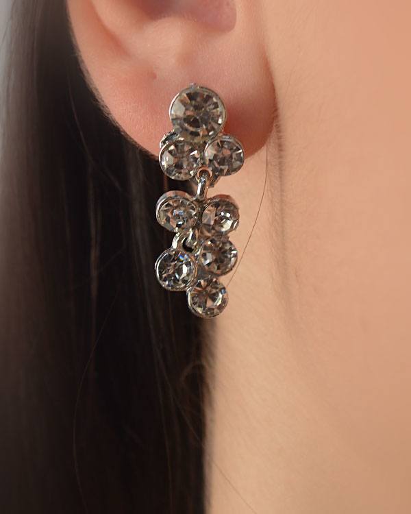 Rhinestone Studded Long Bunch Earrings