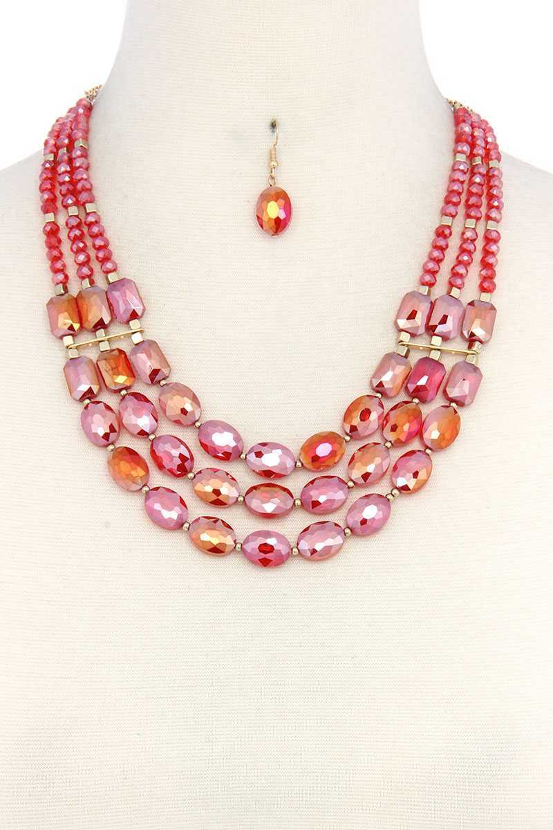 Oval Bead Multi Strand Necklace