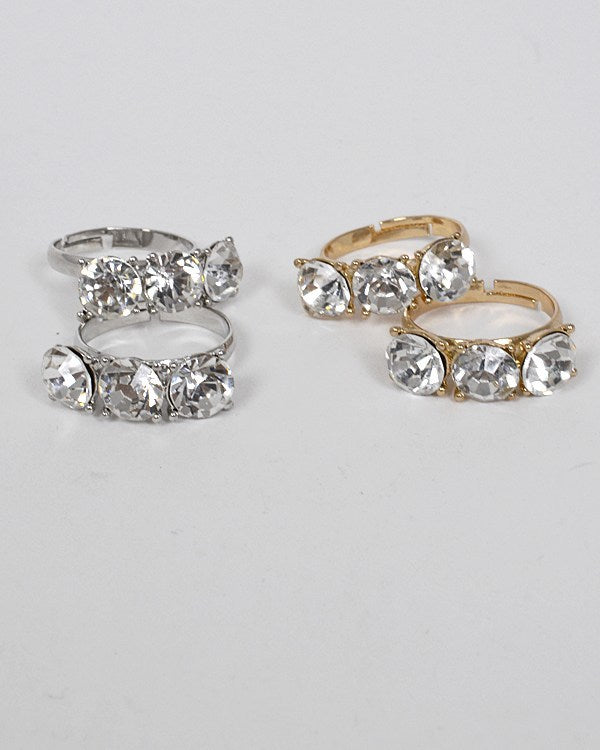 Set of Two Small Crystal Studded Ring