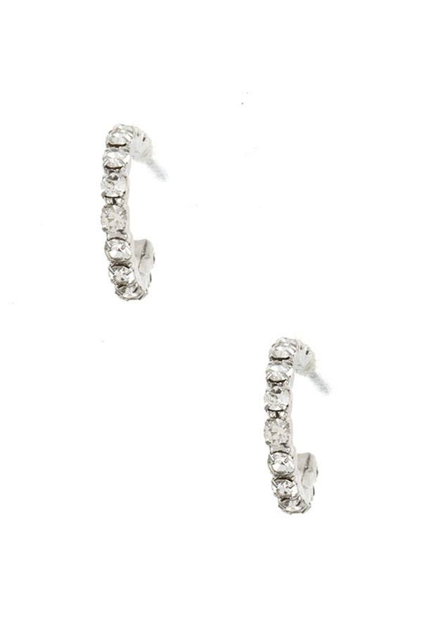 Semi rhinestone hoop earring