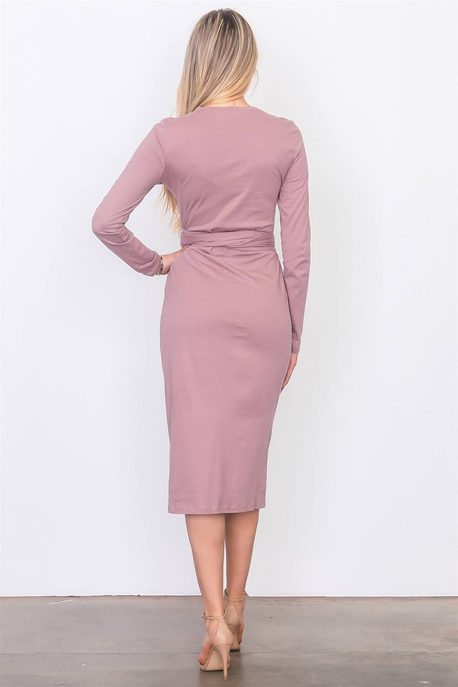 Front knot jersey midi dress