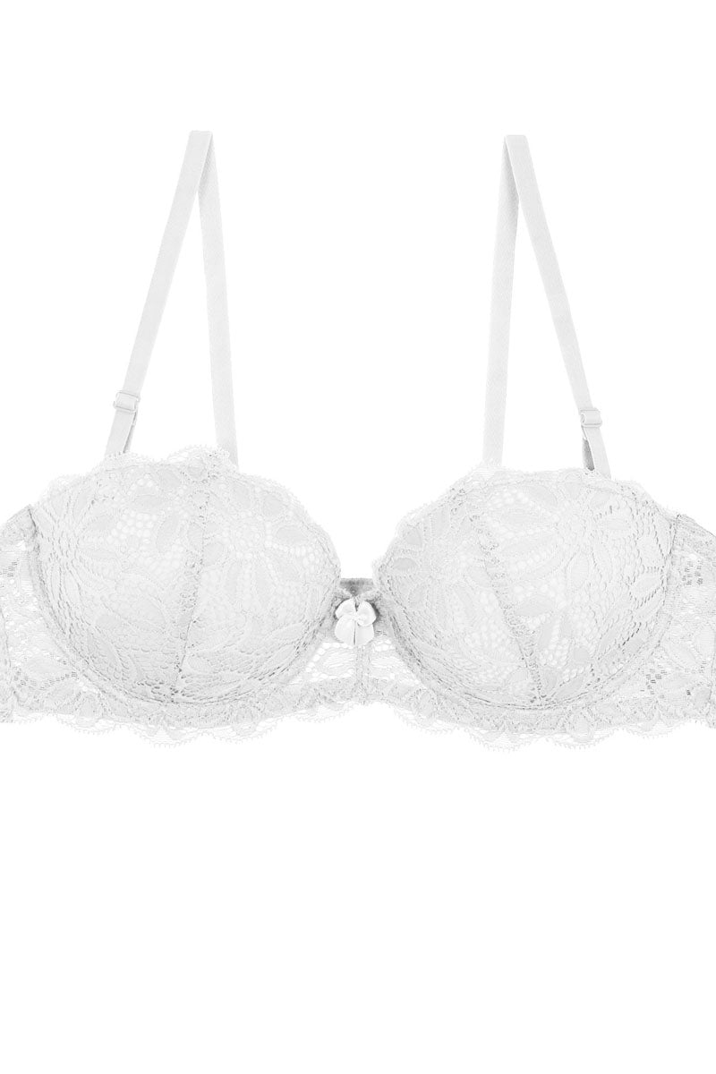 Ladies fashion floral lace overlay demi bra w/underwire