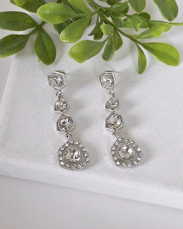 Crystal and Stone Embellished Drop Earrings