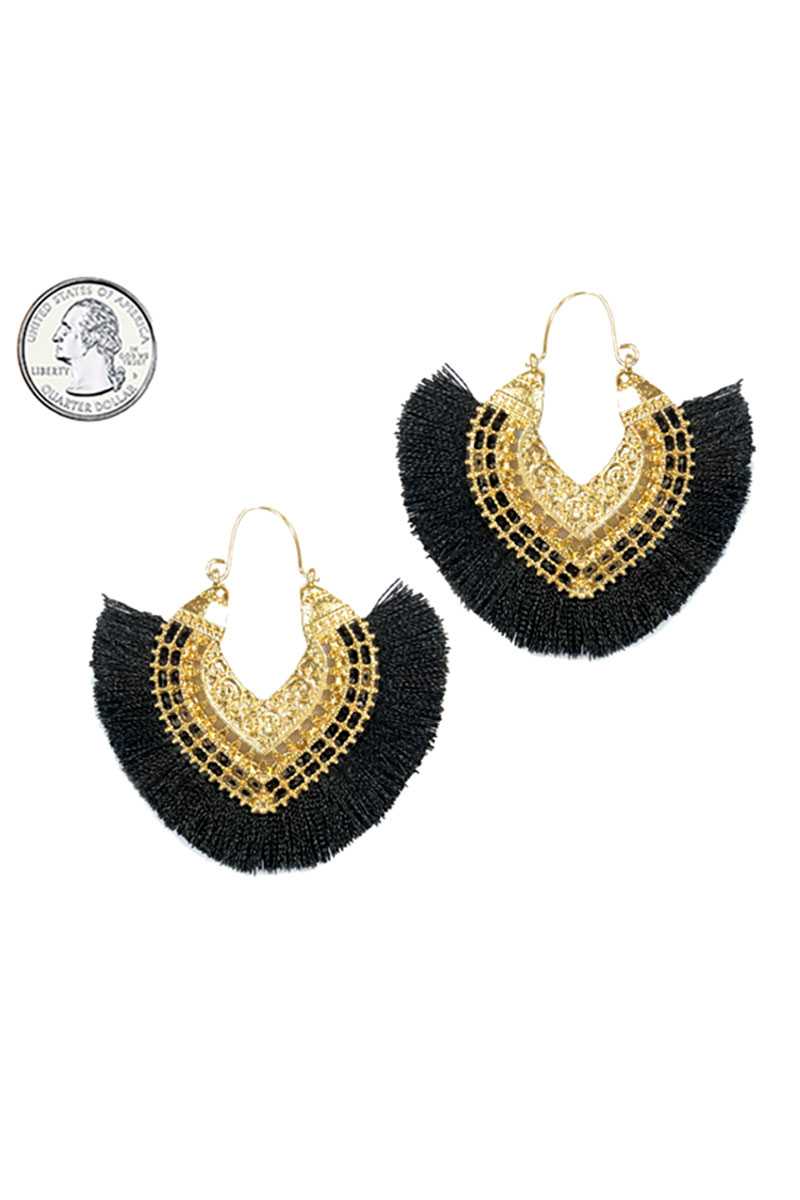 Fan tassel hoop earring