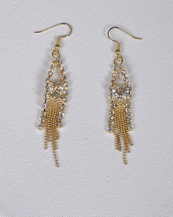 Rhinestone and Ball Chain Fringe Design Danglers