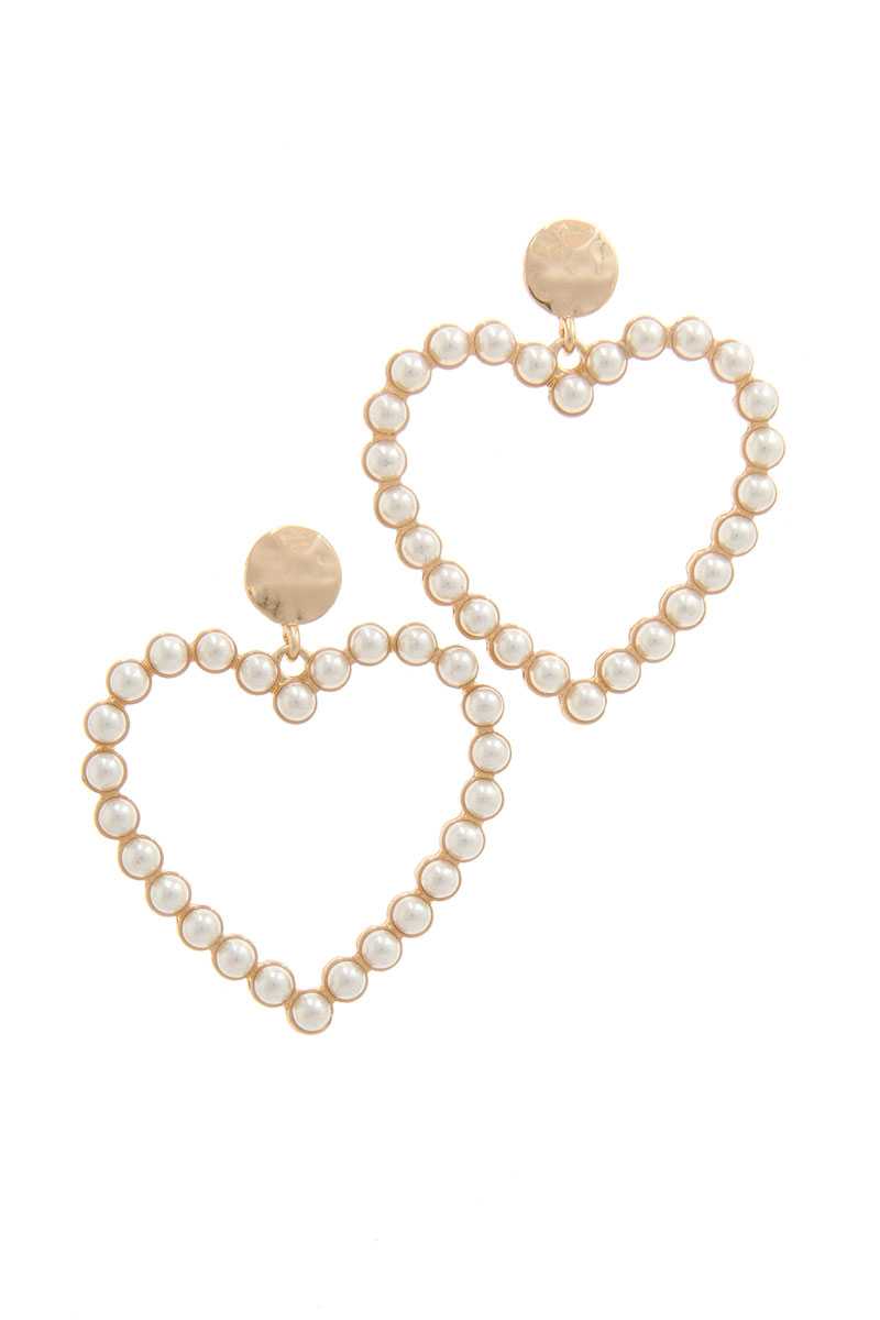 Pearl Heart Shape Post Drop Earring