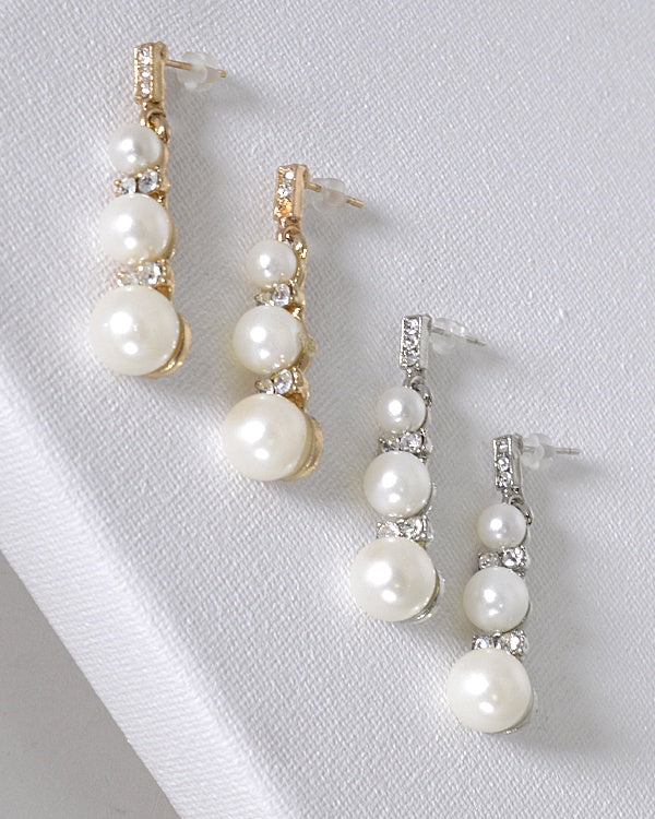 Pearl and Stone Studded Drop Earrings