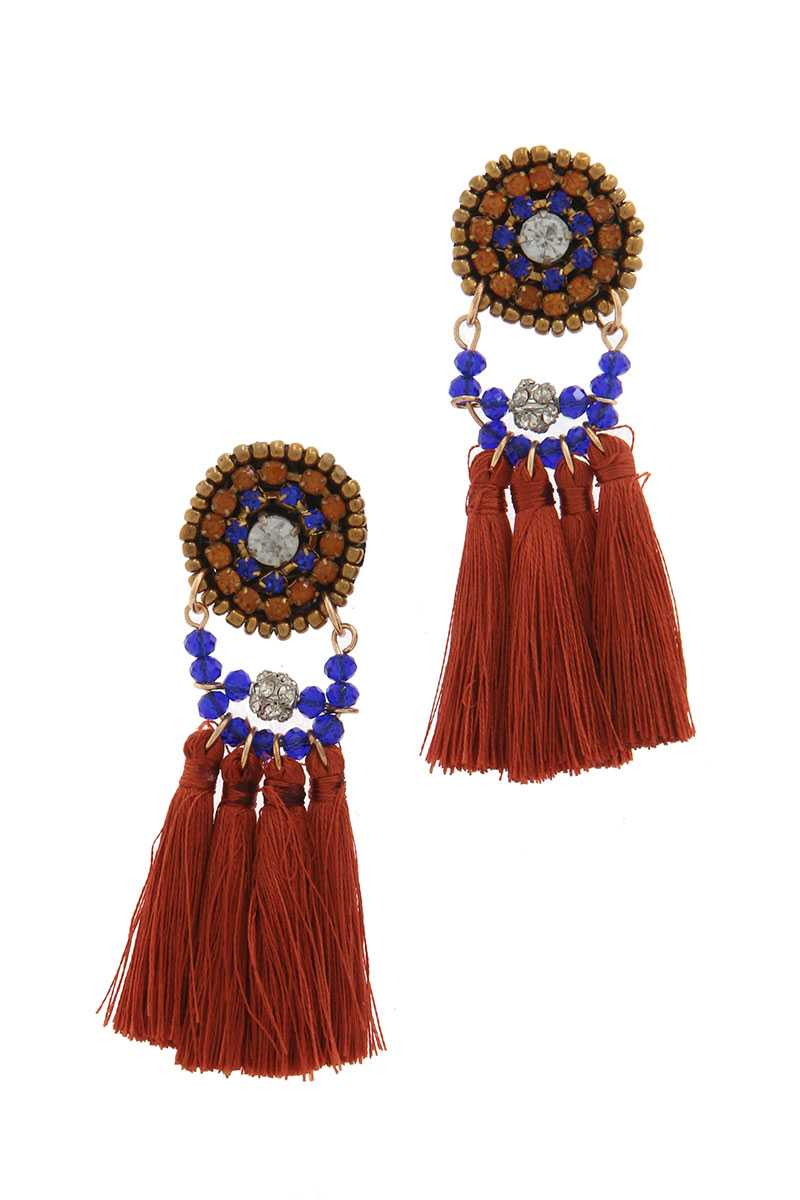 Beaded tassel drop earring