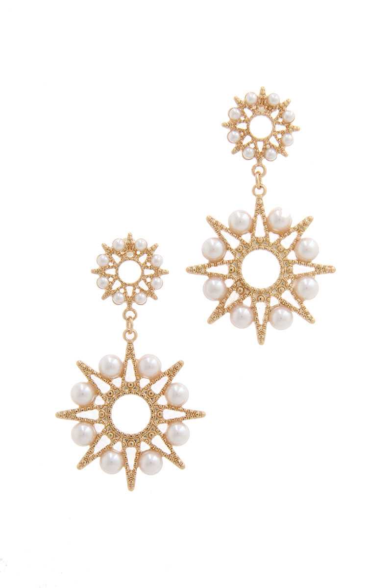 Starburst Pearl Drop Earring