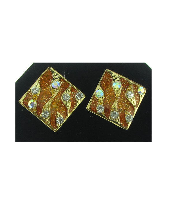 Square studs w/rhinestone detail