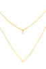 Ladies fashion cz stone v pendant layered necklace