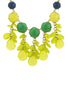 Colorful faux gem flower bib necklace set