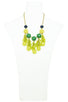 Colorful faux gem flower bib necklace set