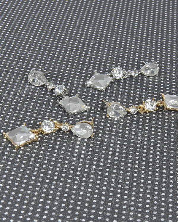 Crystal Studded Drop Earrings with Multiple Pattern