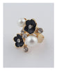 Pearlescent flower adjustable ring