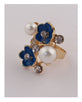 Pearlescent flower adjustable ring